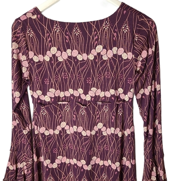 Thyme maternity floral burgundy long-sleeved  dress - Picture 9 of 10